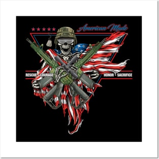 American Made Patriotic Skull Posters and Art